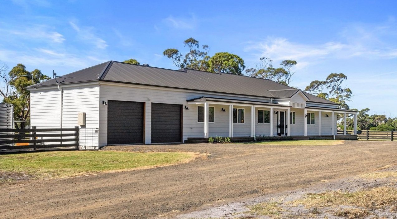 Modern rural home with double garage and veranda